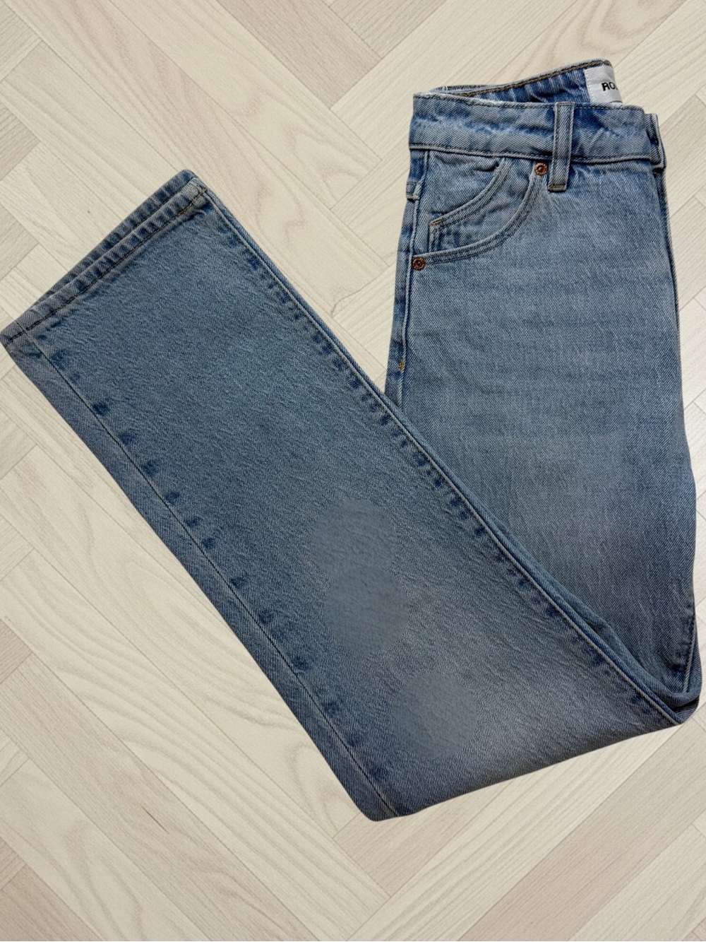 ROLLA’S Original High Rise Straight Jeans in G’day Mate Wash Cotton Size 25 - Picture 9 of 9